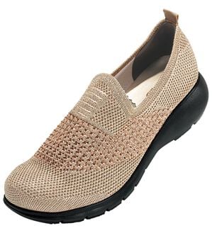 ルフラン（ルフラン）の「ラインストーン付ニットシューズ（パンプス）」｜ピンクゴールド