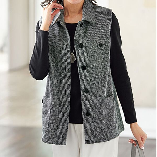 BELLUNA（ベルーナ）の「【２枚組】ツイード調素材デザインベスト（ベスト）」｜詳細画像