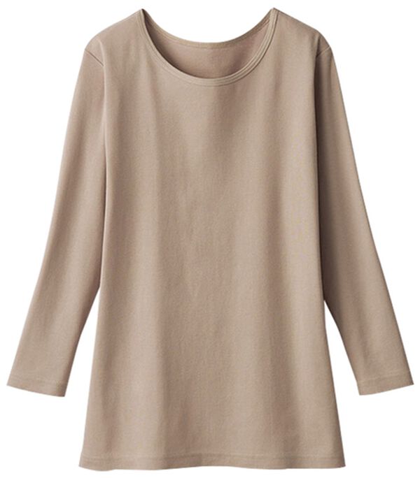 LAVIENNE（ラヴィエンヌ）の「【ＵＶカット】着回し力抜群！綿１００％クルーネックプルオーバー（８分袖）＜カラフルコットン＞（肌着・インナーウェア）」｜詳細画像