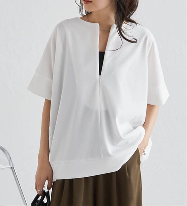 RANAN（ラナン）の「【4つの機能付】ひんやりハーフジップコクーンチュニック（チュニック）」｜詳細画像