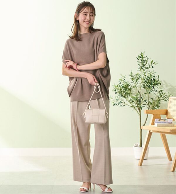 リネンタッチ美脚タックワイドパンツ - ベルーナ【公式】