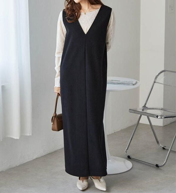 RANAN（ラナン）の「あったか裏ベロアニットコールジャンパースカート（ジャンパースカート）」｜詳細画像