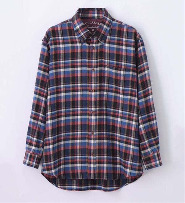 「＜バイロフト（Ｒ）＞カシミヤタッチネルシャツ（メンズシャツ）」｜ブルー系