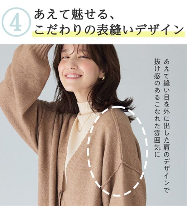 Viola e Viola（ヴィオラ エ ヴィオラ）の「洗えるもちもち　ミドル丈ニットカーデ（ニットカーディガン）」｜詳細画像