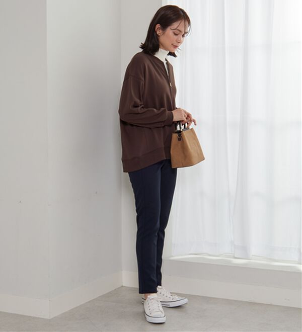 BELLUNA（ベルーナ）の「リブ使いハーフジップ裏毛プルオーバー（カットソー）」｜詳細画像