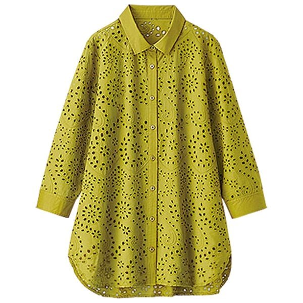 BELLUNA（ベルーナ）の「花柄レース刺しゅうシャツチュニック（チュニック）」｜詳細画像