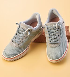 「＜ゴールデンベア＞立ったまま履ける楽ｉｎニットスニーカー（スニーカー）」｜ライトグレー