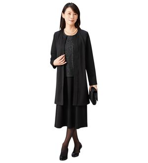 「洗えるストレッチフォーマルアンサンブルセット（ブラックフォーマル（喪服・礼服））」｜1