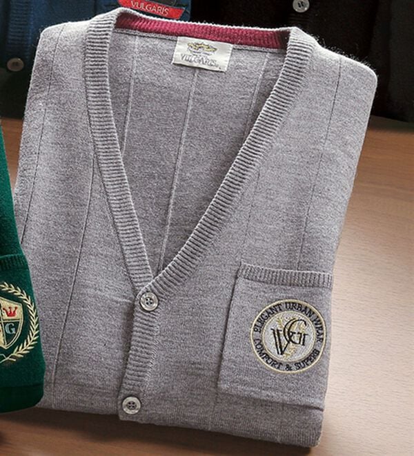 「刺しゅうポケット付ベスト（メンズニット・セーター）」｜ライトグレー