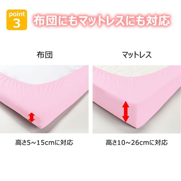 「ぐーんと伸びてぴったりフィットシーツ＜ベッドシーツ・ボックスシーツ・洗える＞（敷布団カバー・シーツ）」｜詳細画像