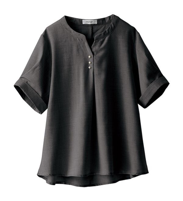 BELLUNA（ベルーナ）の「麻調合繊パール付タックデザインブラウス（ブラウス）」｜詳細画像