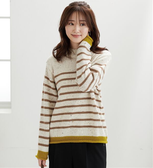 BELLUNA（ベルーナ）の「カラーネップ入り配色ボーダープルオーバー（カットソー）」｜詳細画像