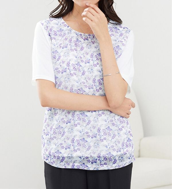 BELLUNA（ベルーナ）の「シフォンプリントカーディガンアンサンブル（アンサンブル）」｜詳細画像