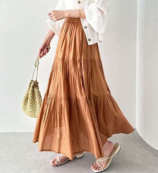 コットンボイルワッシャーティアードスカート - ベルーナ【公式】 