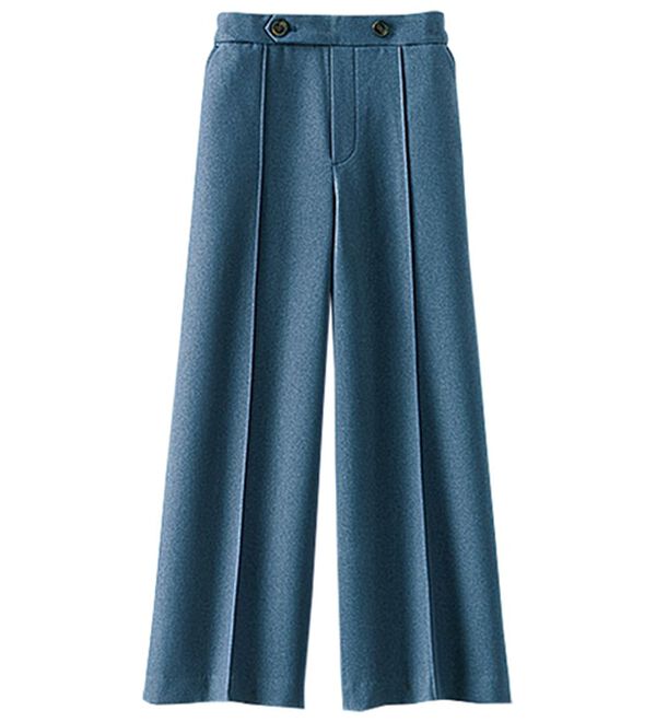 BELLUNA（ベルーナ）の「ウーリッシュ素材ウエスト釦ワイドパンツ（ワイドパンツ・ガウチョ）」｜詳細画像