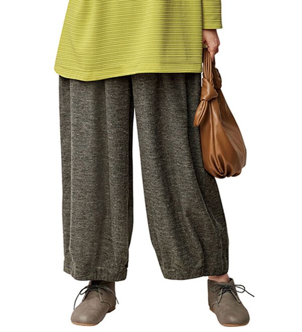 BELLUNA（ベルーナ）の「杢調素材バルーンデザインパンツ（フルレングスパンツ）」｜杢モカ