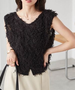 RANAN（ラナン）の「前後2WAYフリンジショートベスト（ベスト）」｜詳細画像