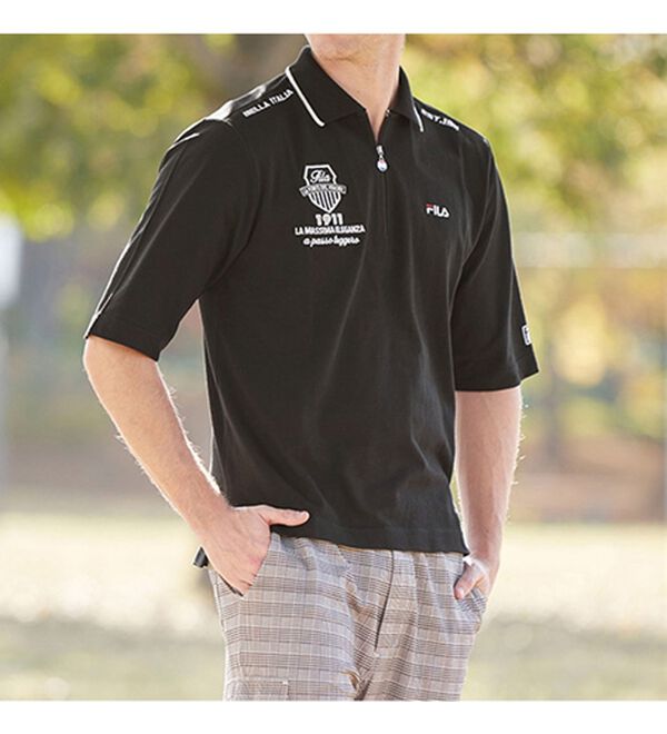 「＜フィラ＞接触冷感アクティブドライ５分袖ポロ（メンズポロシャツ）」｜詳細画像