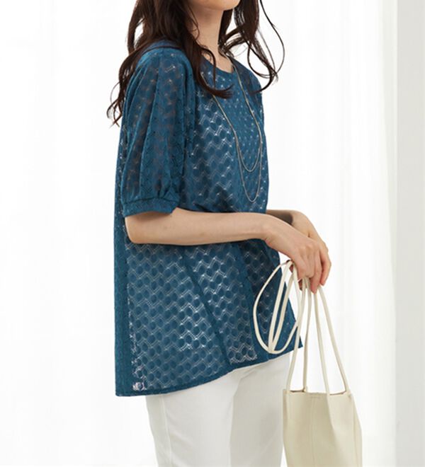 BELLUNA（ベルーナ）の「ラッセルレースパフ袖アンサンブル（アンサンブル）」｜詳細画像