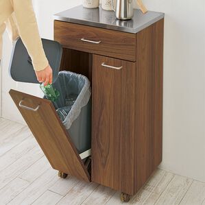 「完成品！ステンレス天板ダストボックス（リビング用品）」｜ブラウン