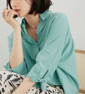 BELLUNA（ベルーナ）の「【吸水速乾】イージーケア！袖リボンシャツチュニック（チュニック）」｜詳細画像