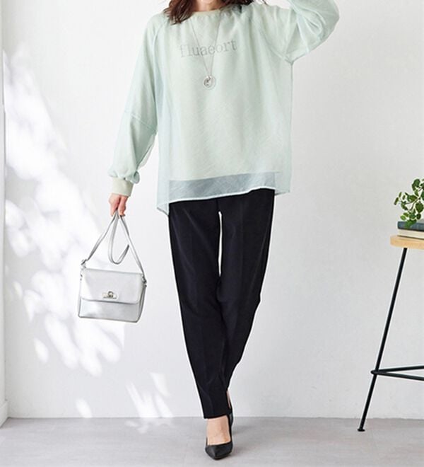 BELLUNA（ベルーナ）の「裏起毛ジョーゼット素材テーパードパンツ（テーパードパンツ）」｜詳細画像