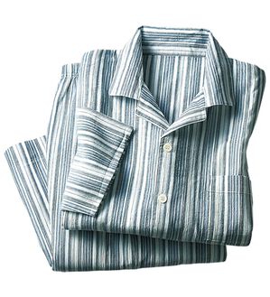 「綿１００％楊柳パジャマ（メンズルームウェア）」｜サックス