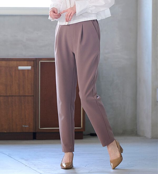 RANAN（ラナン）の「あったか！裏起毛美脚シルエットタックパンツ（フルレングスパンツ）」｜ブラウン