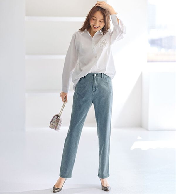 BELLUNA（ベルーナ）の「まるでデニム！ストレッチニットデニム（フルレングスパンツ）」｜詳細画像