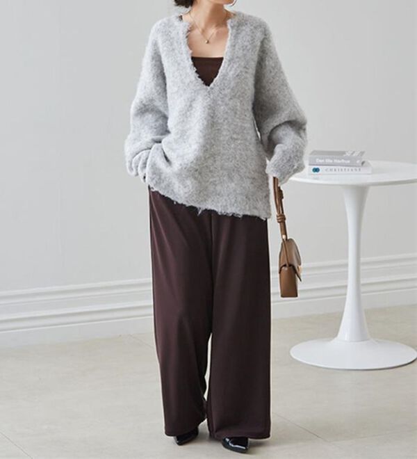 RANAN（ラナン）の「ディープキーネックシャギーニット（ニット・セーター）」｜詳細画像