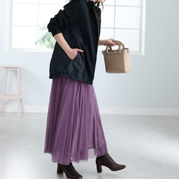 BELLUNA（ベルーナ）の「異素材切替フードジャケット（ノーカラージャケット）」｜詳細画像