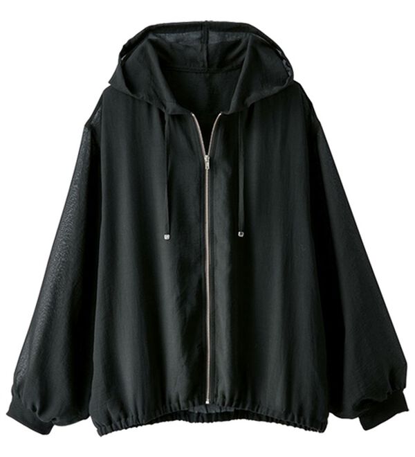 BELLUNA（ベルーナ）の「柔らかシアー素材フード付ブルゾン（ブルゾン）」｜黒