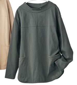 BELLUNA（ベルーナ）の「抗菌防臭綿１００％長袖プルオーバー（カットソー）」｜チャコール