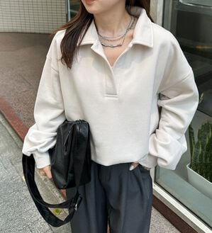 RANAN（ラナン）の「あったか裏起毛衿付きオーバーサイズスウェット（トレーナー・スウェット）」｜アイボリー