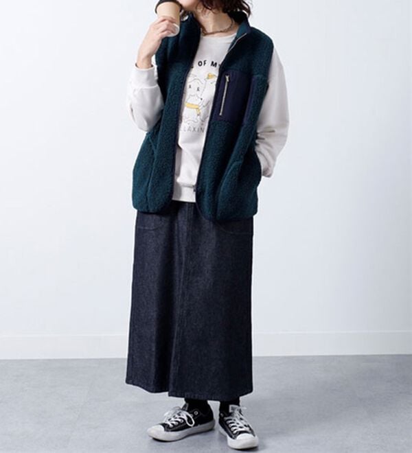 BELLUNA（ベルーナ）の「＜ｓｏｒａｆｕｋｕ＞配色使いボアベスト（ベスト）」｜詳細画像