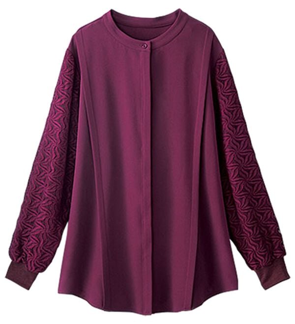 BELLUNA（ベルーナ）の「袖レースデザイン上品ブラウス（ブラウス）」｜詳細画像