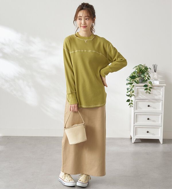 BELLUNA（ベルーナ）の「裏起毛ワッフル素材チュニック（チュニック）」｜詳細画像
