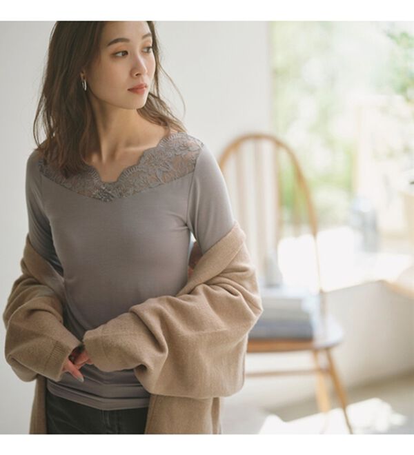 LAVIENNE（ラヴィエンヌ）の「【吸湿発熱】【抗菌防臭】２ＷＡＹレースインナー（肌着・インナーウェア）」｜詳細画像