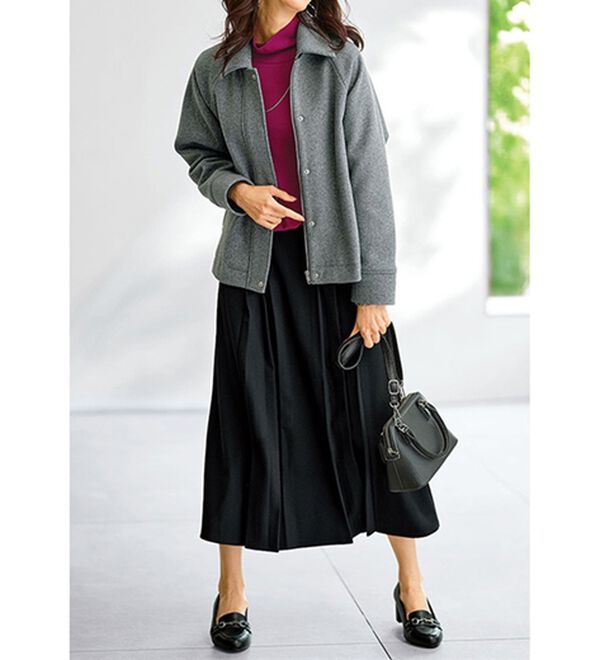 BELLUNA（ベルーナ）の「ウール調チェック柄タックデザインスカート（ロングスカート）」｜詳細画像