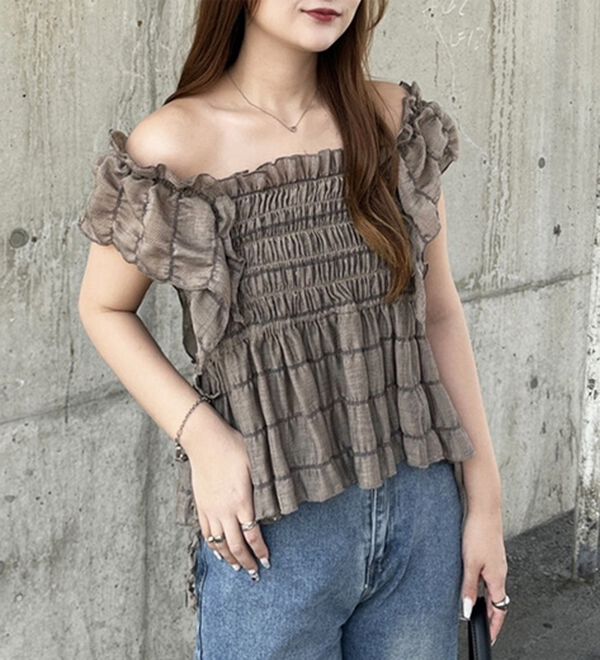 GeeRA（ジーラ）の「フリルシャーリングブラウス（ブラウス）」｜詳細画像