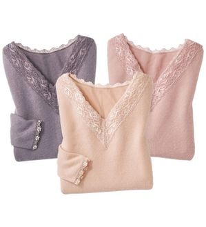 「【３色組】暖かウール入り両起毛インナー（肌着・インナーウェア）」｜3色組