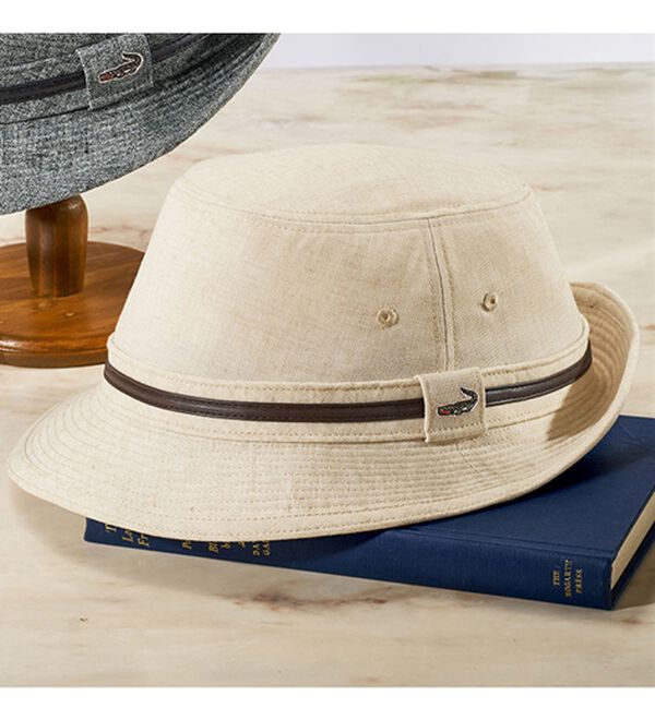 「＜クロコダイル＞高島生地麻入りダンディハット（メンズ帽子）」｜アルペンベージュ