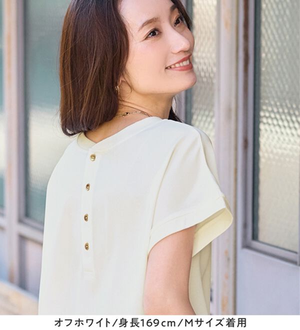 Viola e Viola（ヴィオラ エ ヴィオラ）の「さらさらＥＡＳＹ　前後２ＷＡＹヘンリーネックＴブラウス（ブラウス）」｜詳細画像