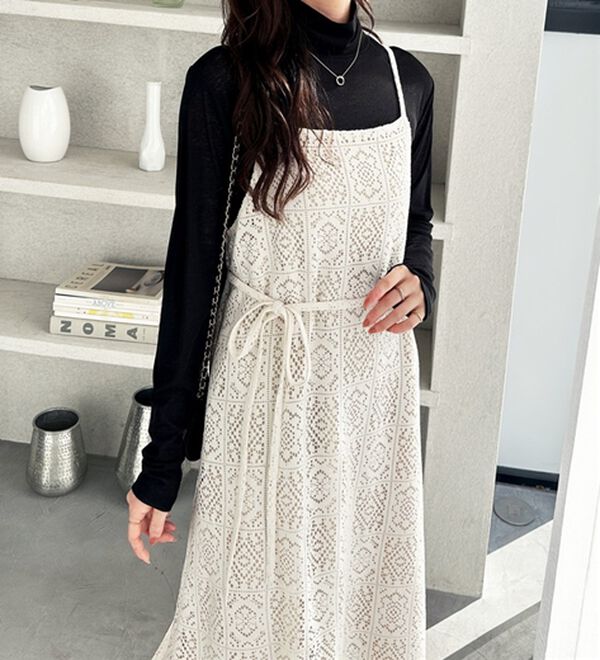 GeeRA（ジーラ）の「前後２ＷＡＹパネルレースキャミワンピース（その他ワンピース）」｜詳細画像