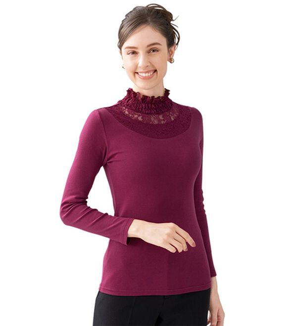 「【５色組】綿１００％お買得レースネックインナー（肌着・インナーウェア）」｜詳細画像