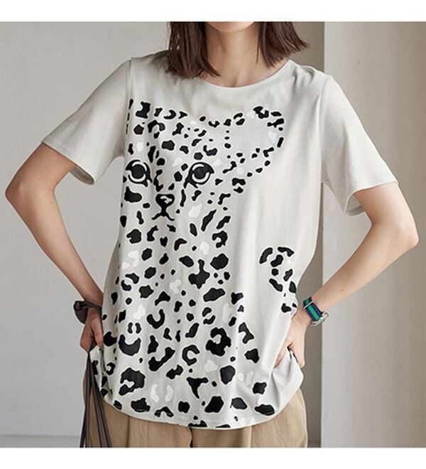 BELLUNA（ベルーナ）の「綿・テンセル（ＴＭ）繊維ロング丈プリントＴシャツ（Tシャツ）」｜詳細画像