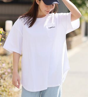 A HAPPY MARILYN（アハッピーマリリン）の「【Ｍ～８Ｌ】綿１００％！楽ちん裾ラウンド涼やかチュニック丈Ｔシャツ（Tシャツ）」｜詳細画像