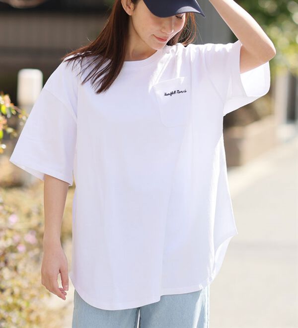 A HAPPY MARILYN（アハッピーマリリン）の「【Ｍ～８Ｌ】綿１００％！楽ちん裾ラウンド涼やかチュニック丈Ｔシャツ（Tシャツ）」｜詳細画像