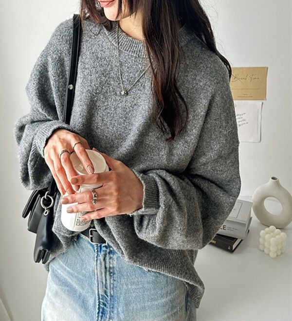 GeeRA（ジーラ）の「ゆるっと柔らか！袖ボリュームメランジニット（ニット・セーター）」｜詳細画像