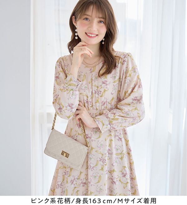 alotta（アロッタ）の「あったか裏起毛花柄ワンピース（プリントワンピース）」｜詳細画像
